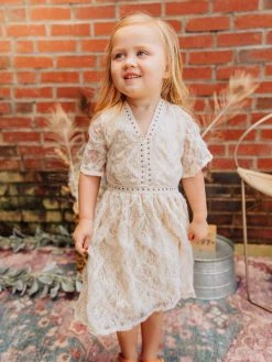 D & J Industries Girls Angel Eyes Dress - Ivory