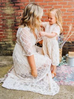 D & J Industries Girls Angel Eyes Dress - Ivory