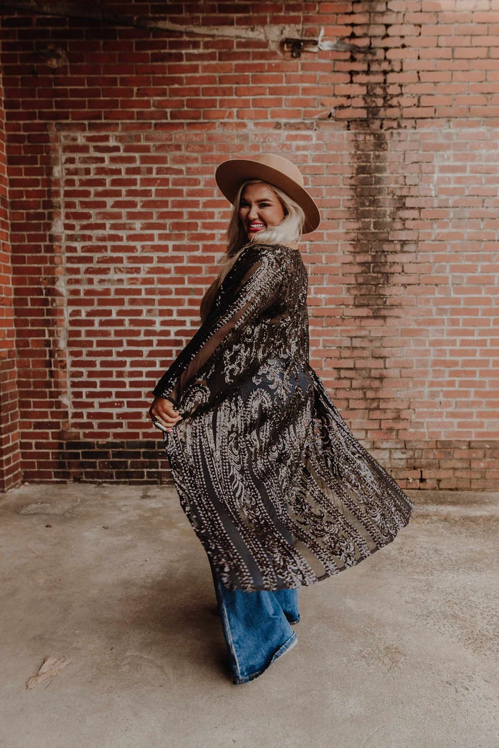 Dongguan Haohoo Clothing CO., Ltd Pre-Orders PREORDER The Royal Sequin Duster - Black 7 Dongguan Haohoo Clothing CO., Ltd Pre-Orders PREORDER The Royal Sequin Duster - Black