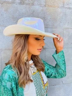Western Fashion, Inc Metallic Opal Cowboy Hat - White