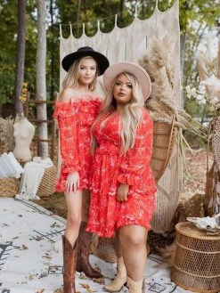 Southern Fried Chics Burnin Love Off Shoulder Dress