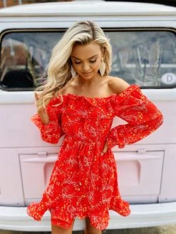 Southern Fried Chics Burnin Love Off Shoulder Dress