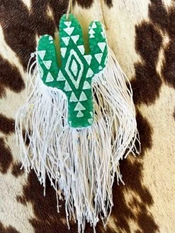 Southern Custom Designs New Arrivals Green Aztec Cactus Fringe Freshie