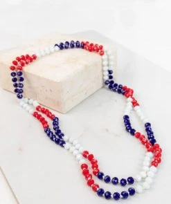 Southern Grace New Arrivals Double Wrapped Patriotic Beaded Necklace