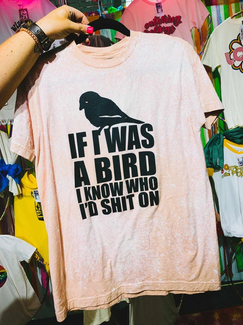 Bling-A-Gogo Tees If I Was A Bird Bleached Tee - Peach 4 Bling-A-Gogo Tees If I Was A Bird Bleached Tee - Peach