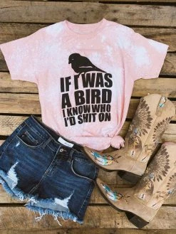 Bling-A-Gogo Tees If I Was A Bird Bleached Tee - Peach