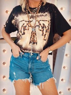 Bling-A-Gogo Leopard Thunderbird Bleached Tee Tees