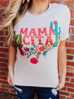 Miss Mud Pie Tees Mamacita With Cactus Tee - Cream