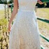 D & J Industries Maxi Champagne Sequin Dress