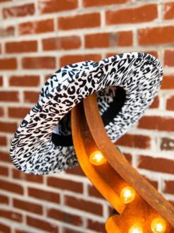 Luxe Apparel Nashville Wide Brim Hat - Snow Leopard