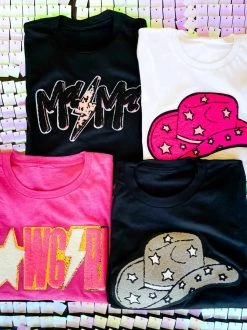 Bling-A-Gogo New Arrivals Pink Cowgirl Patch T-shirt - Pink