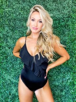 Sylon Fashion Co, Ltd Deal Of The Day One Piece Black Ruffle Swimsuit