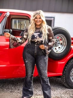 D & J Industries Co., LTD. Keep On Rollin Sequin Bodysuit - Black And Rose Gold Clothing