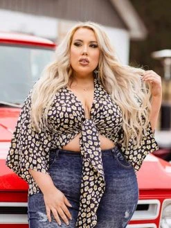 D & J Industies Co., LTD. Clothing Bring The Sass Crop Top - Black Leopard