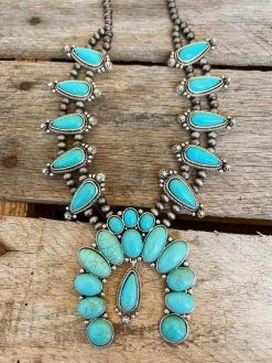 Southern Grace Calamity Jane Turquoise Squash Blossom Necklace