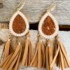 Southern Grace New Arrivals Teardrop Brown Fringe Earrings