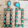 Southern Grace Copper Stone Turquoise Teardrop Rectangle Earrings New Arrivals