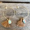 Southern Grace New Arrivals In The Loop Hoop Earrings With Mini Tassels - Brown