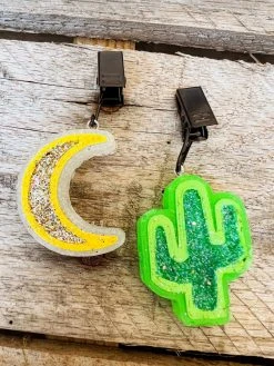 Southern Custom Designs Moon And Cactus Freshie Vent Clips