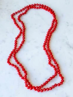 Your Fashion Wholesale Crystal Beaded Necklace - Bright Red Accessories
