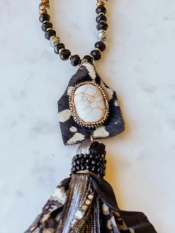 Your Fashion Wholesale Cow Hide Tassel Necklace - Black Accessories