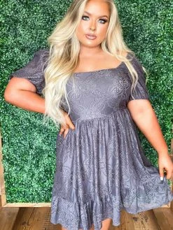 D & J Industies Co., LTD. Pre-Orders PREORDER Girl Next Door Lace Dress - Gray