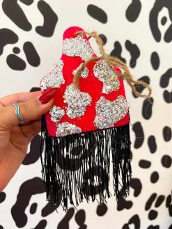 Southern Custom Designs Pink Cow Tag Fringe Freshie Accessories