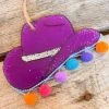 Southern Custom Designs New Arrivals Purple Cowgirl Hat With Pom Poms Freshie