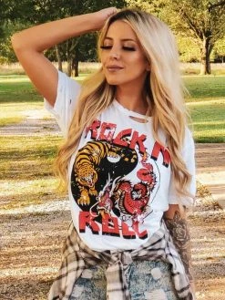 Country Deep Rock N Roll Distressed Tee Clothing