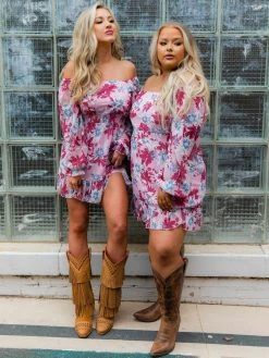 D & J Industies Co., LTD. All Squared Away — Spring Floral Dress In Pink