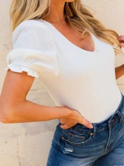 D & J Industies Co., LTD. Bubble Bodysuit - White New Arrivals