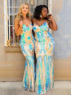 D & J Industries Co., LTD. PREORDER Midnight Marina Turquoise & Gold Dress Pre-Orders