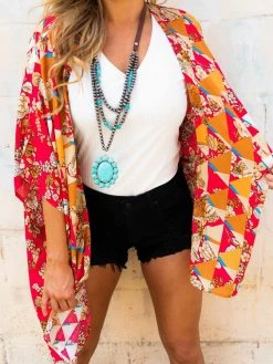 D & J Industies Co., LTD. New Arrivals Actin Up Kimono - Pink Floral