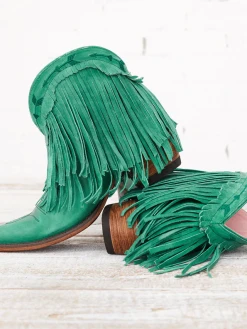 Lane Boots Spitfire Fringe Booties Turquoise By Lane New Arrivals
