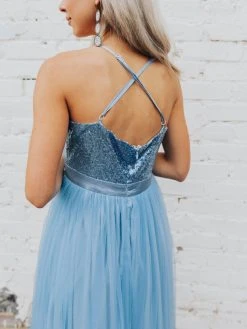 D & J Industries Co., LTD. Sparkle In Sequins Tulle Dress - Sky Blue Sale!