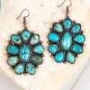 Southern Grace Forever And Ever Turquoise Stone Flower Squash Earrings New Arrivals