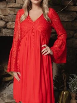 D & J Industries Sale! The Delilah Bohemian Dress - RED