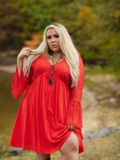 D & J Industries Sale! The Delilah Bohemian Dress - RED