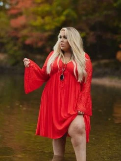 D & J Industries Sale! The Delilah Bohemian Dress - RED