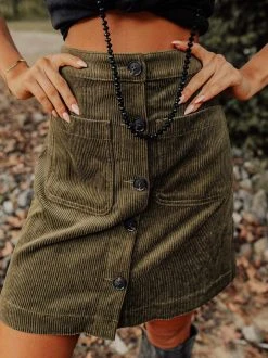 Dongguan Haohoo Clothing CO., Ltd Sale! The Southern Corduroy Skirt - Olive