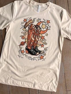 Miss Mud Pie New Arrivals Cosmic Boots With Stars T-shirt