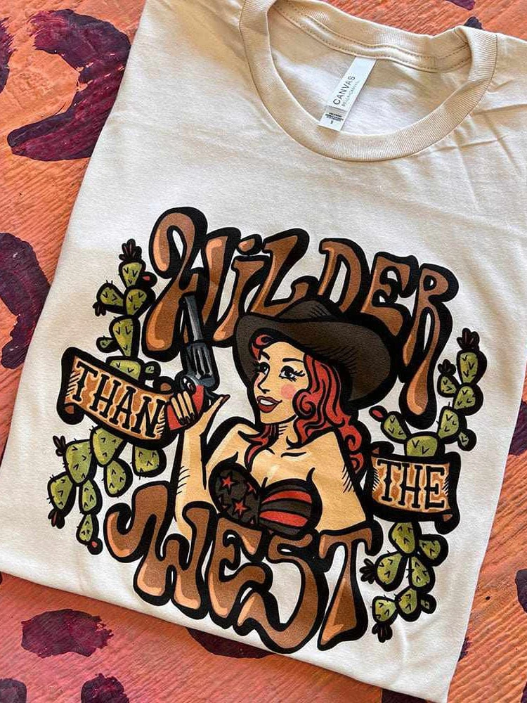 Miss Mud Pie Clothing Wilder Than The West T-shirt - Cream 3 Miss Mud Pie Clothing Wilder Than The West T-shirt - Cream